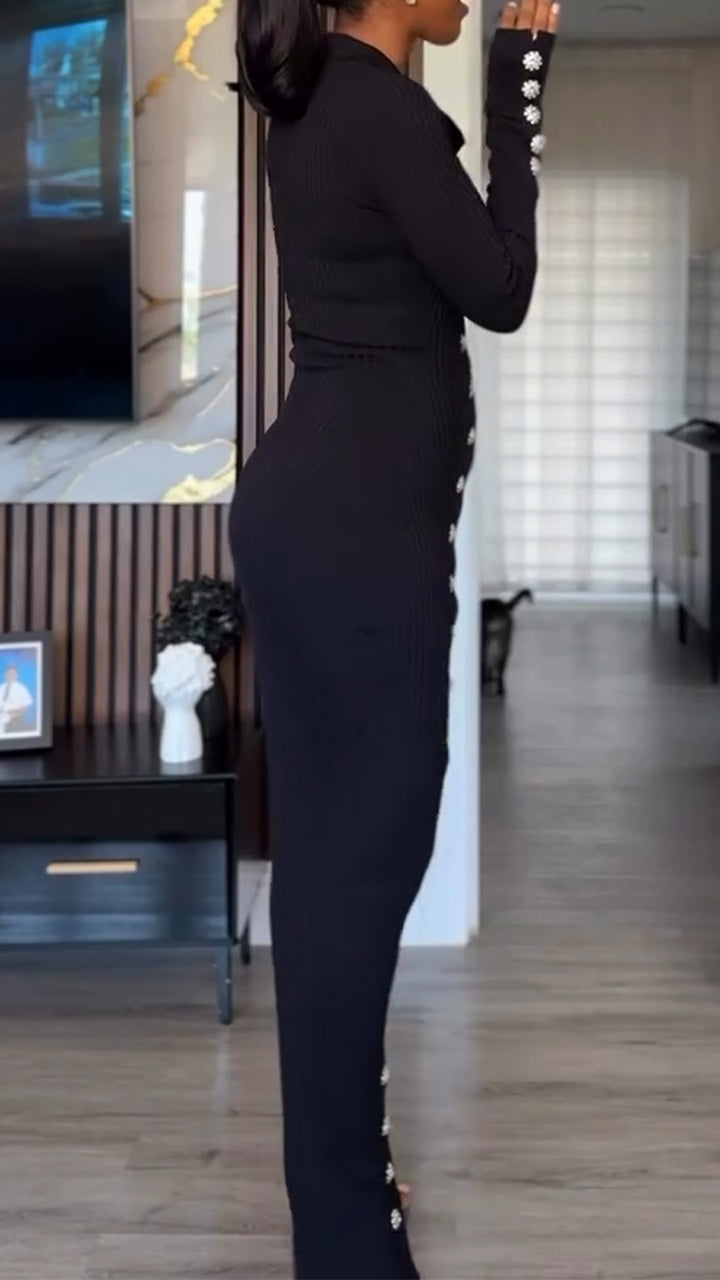 Ladies Lapel Breasted Slim Fit Casual Dress