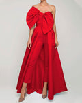 Big swing bow tie tube top jumpsuit ladies - 01