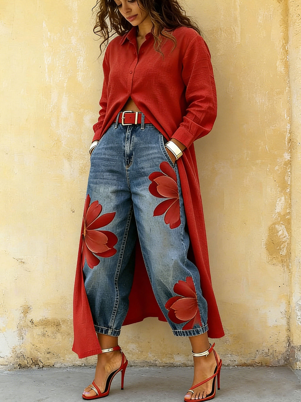 Women's Casual Loose Cotton Shirt Collar Blouse Loose Long Sleeve Daily Top