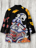 Vintage Japanese Demon Art Pattern Linen Kimono