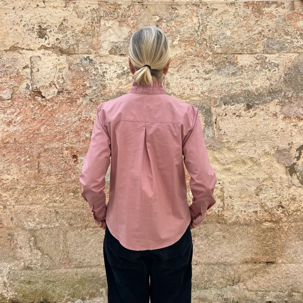 ApuntoB Blouse 38 – Italian Cotton Micro-Pleated Stand Collar Popover Blouse