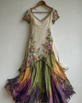 Elegant Green and Purple Lace Dress fa07