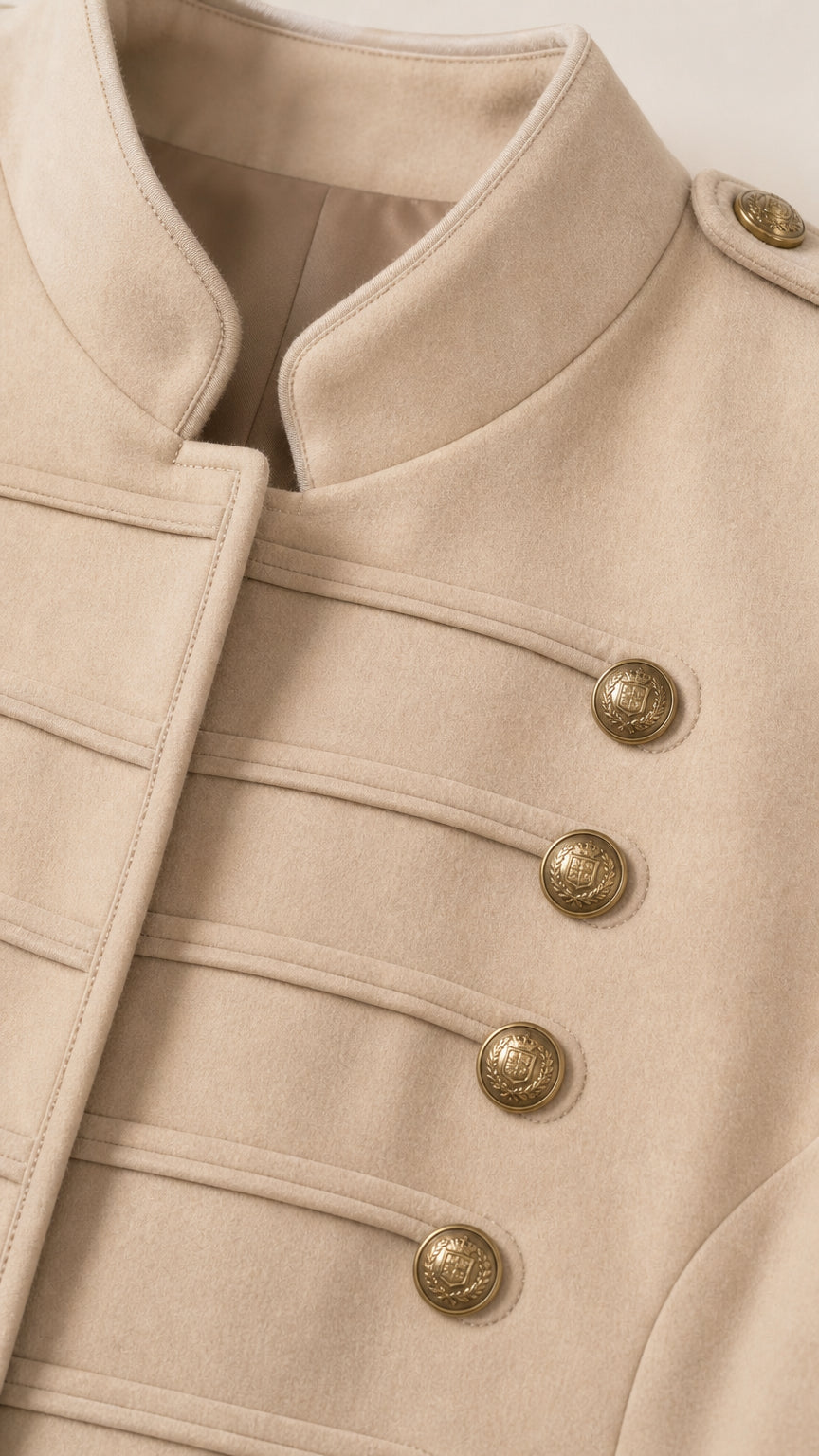 Women's Cropped Military Blazer Stand Collar Tailored Jacket