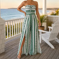 Soleia – Strapless Geometric Print Wide-Leg Jumpsuit with Side Slits