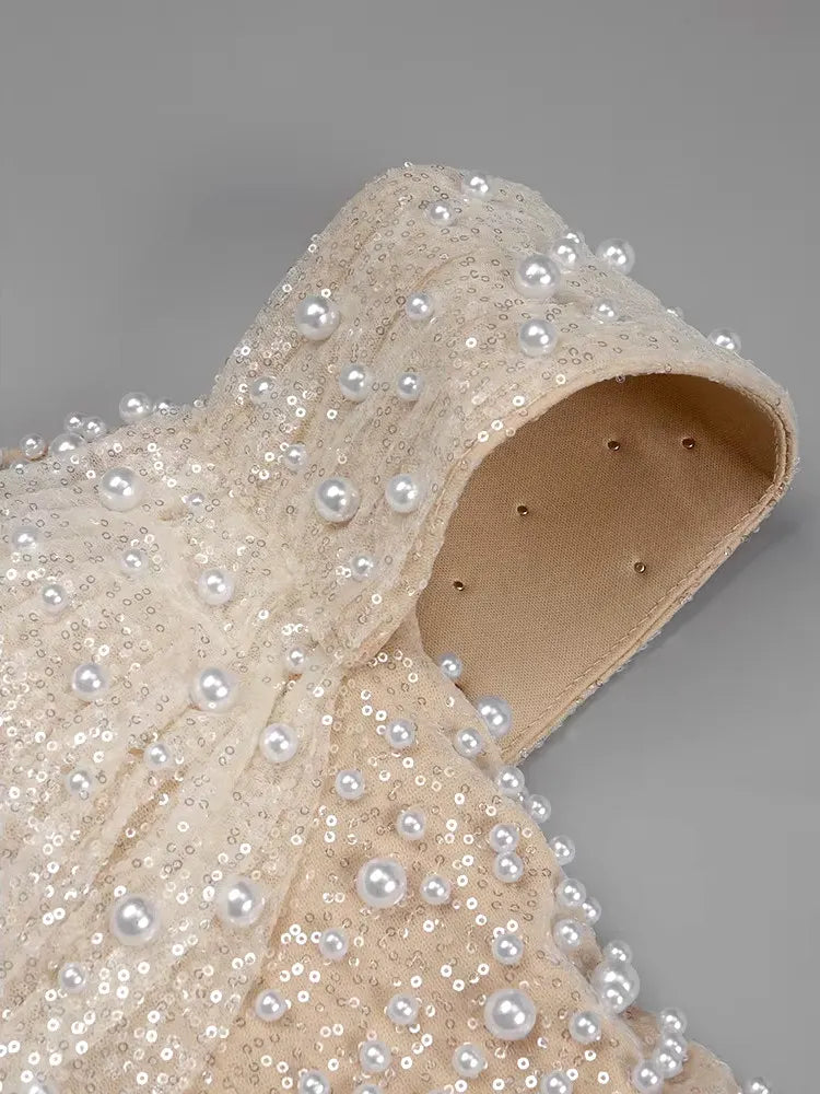 Bardot Pearl Sequin Maxi Dress Gold