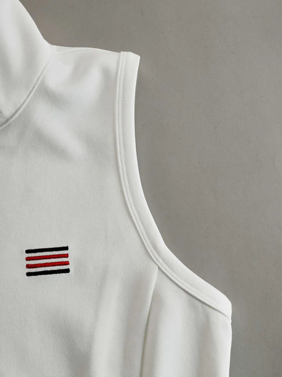 Sporty Retro White Striped Embroidered Sleeveless Vest And Wide-Leg Pants Set