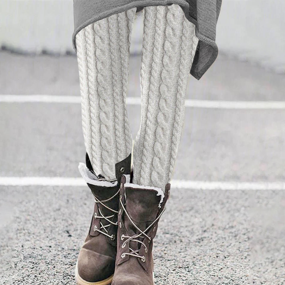RETRO Pure Wool pattern Cozy Knit Leggings