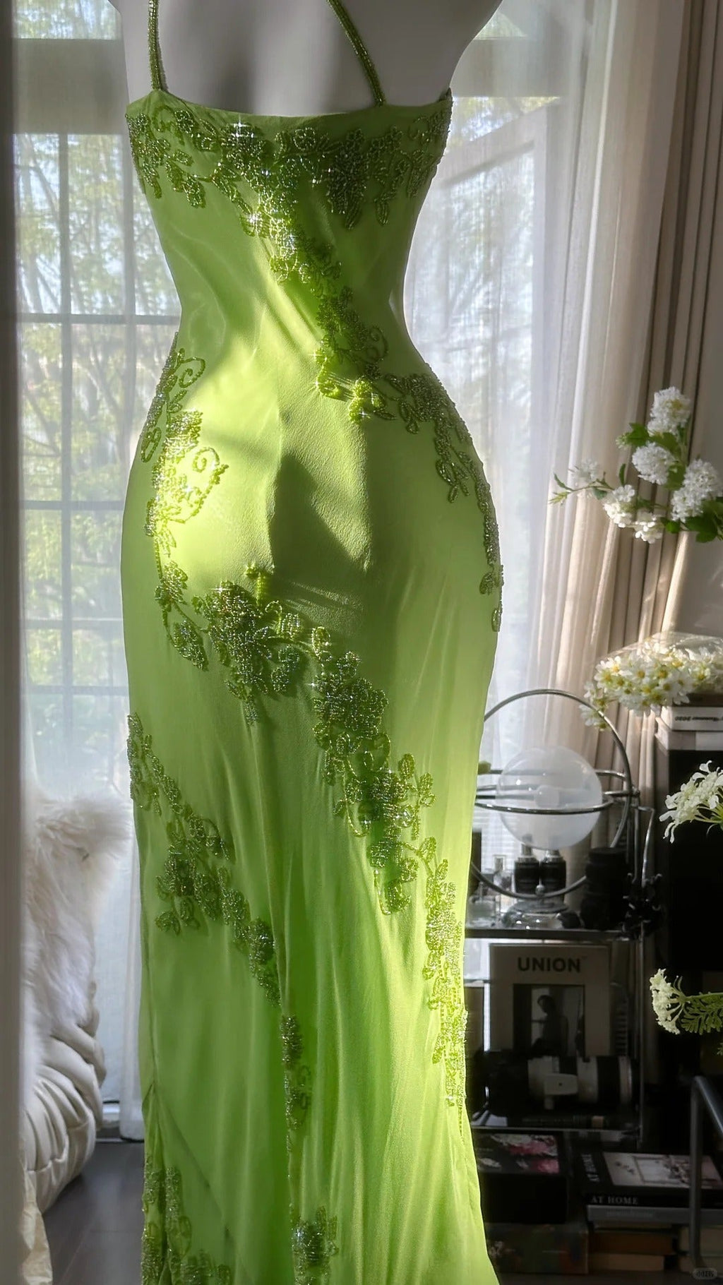 Vintage Evening Dresses, Green Sleeveless Party Gowns  25531