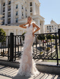 Wedding Dress With Feathers, Simple Dress, Minimalistic Style, Elegant Wedding Dress, Unique Romantic Wedding Dress,  Vintage Lace Dress