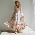 Women's Bohemian Style Rose Patchwork Lace Casual Dress