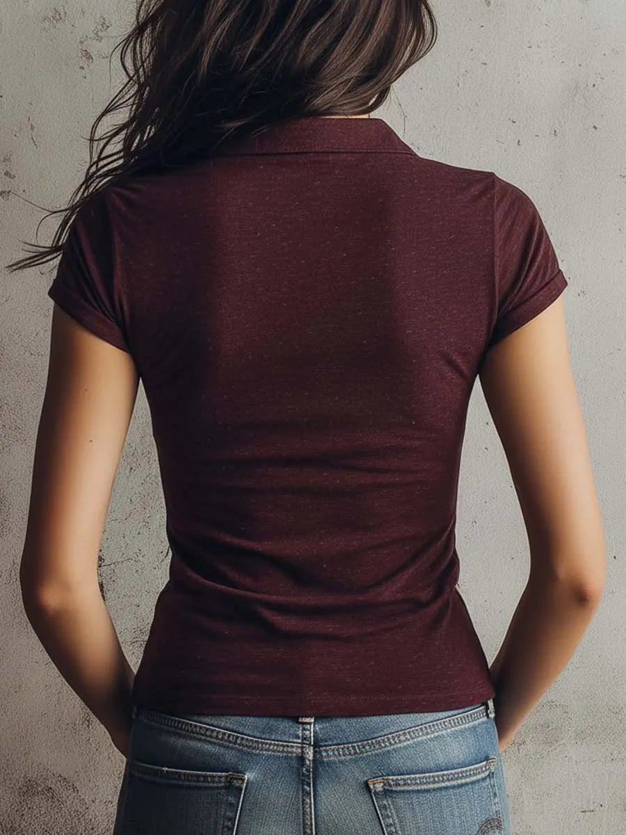 Classic Zip-Neck Snow-Wash Knit Top