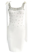 Crystal Bow Detail Dress White