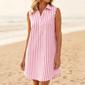 Marena – Striped Sleeveless V-Neck Shirt Dress for Summer