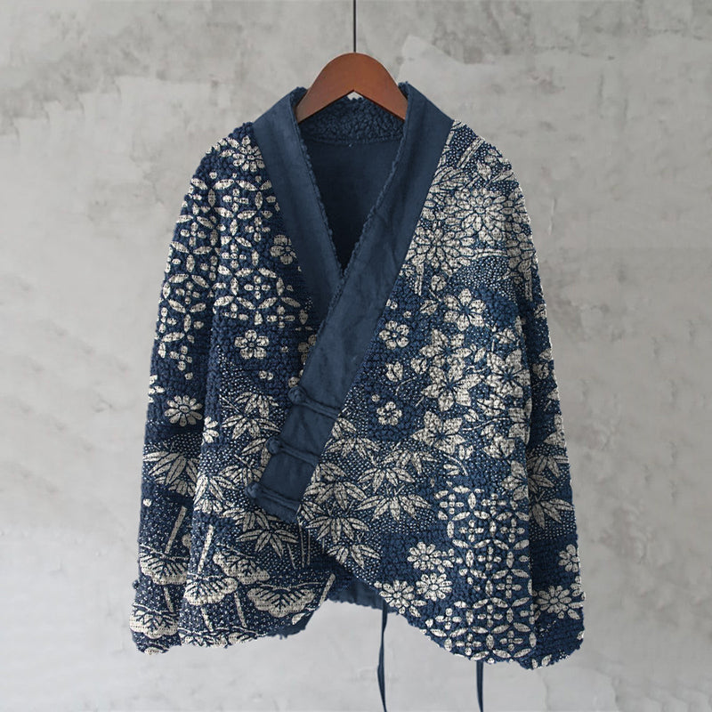 Japanese Flower Art Plush Cardigan