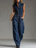 Women's Casual Sleeveless Cotton Denim Jumpsuit