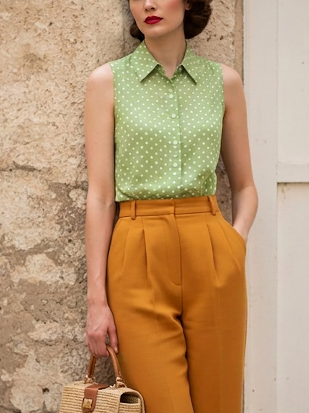 Cotton Pants, Starfish, Seashell, Pocket Design, French Vintage, Yellow