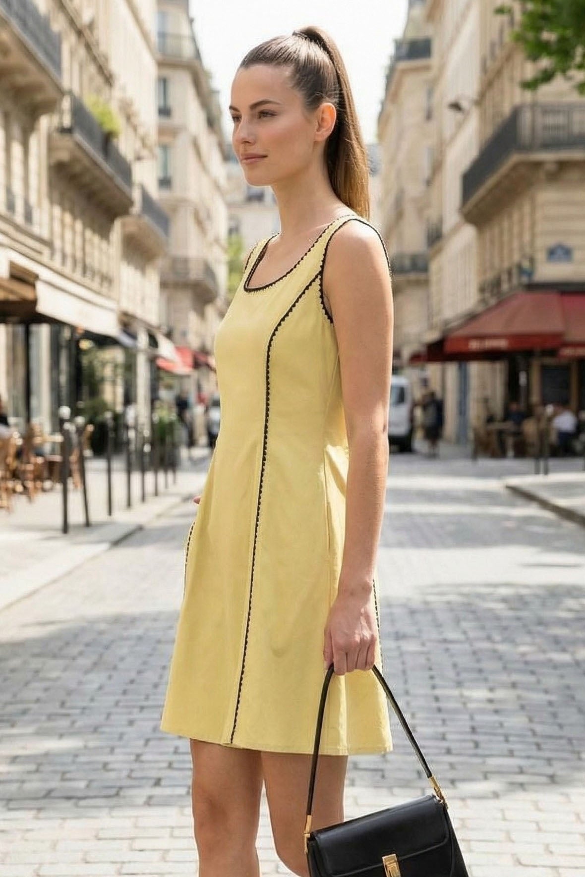 BLANKET STITCH SLEEVELESS MINI DRESS