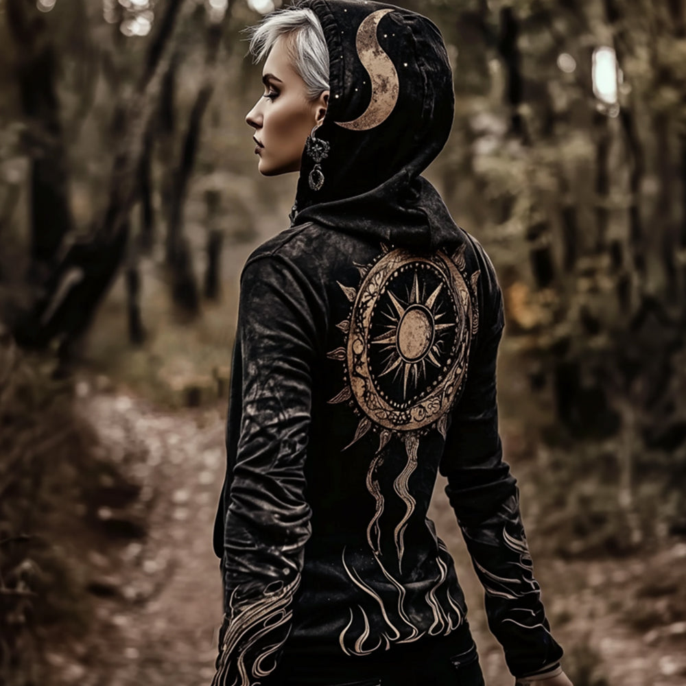 Vintage Tribal Crescent Print Women's Hoodie