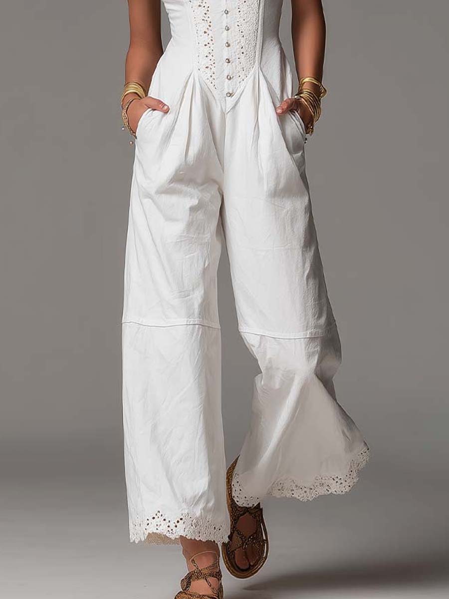 Bohemian Lace Corset Cotton Jumpsuit