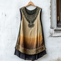 Women's Viking Tree Of Life Celtic Knot Gradient Art Linen Sleeveless Top