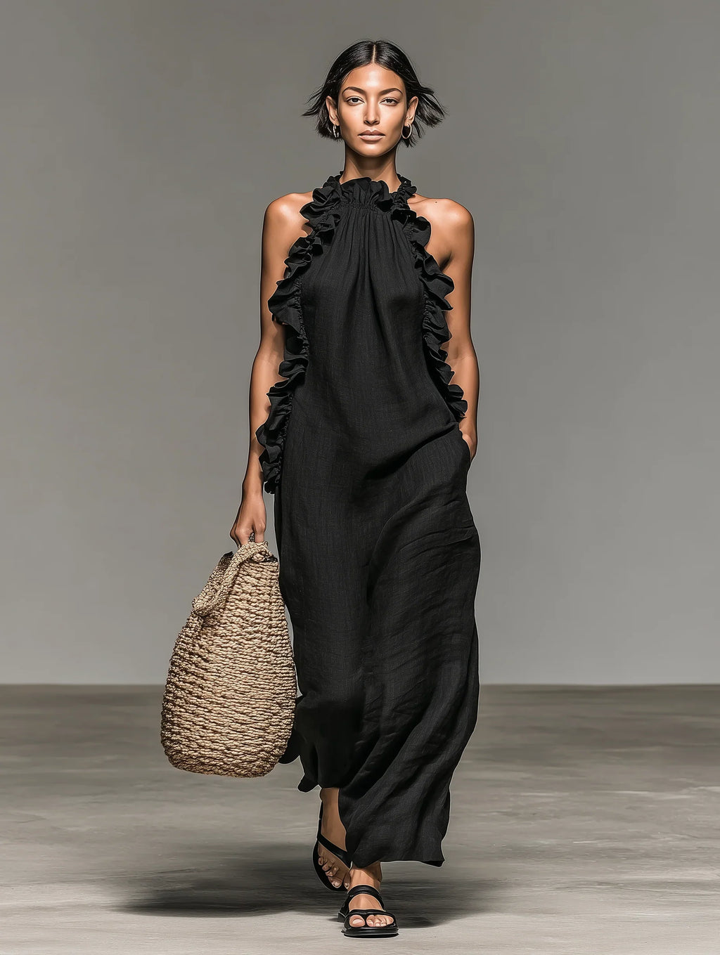 Linen Blend Sleeveless Summer Dress
