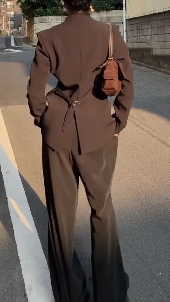 Women V-neck Jacket+ Pants Temperament Commuting Suit