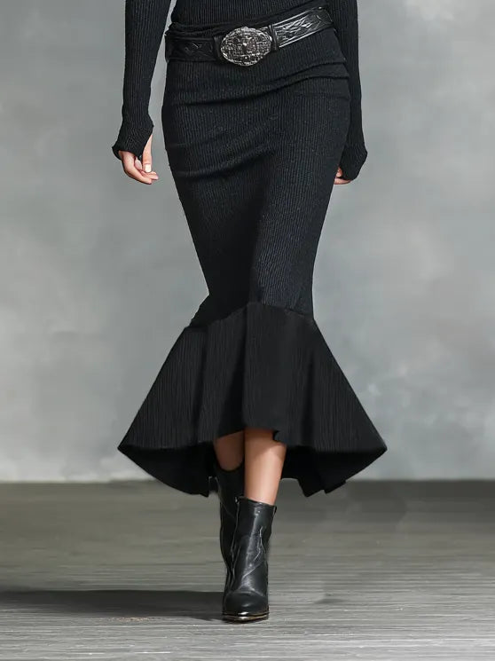 Women's Knitted V-neck Slim Long Sleeves Maxi Dress (Without Belt)MDA0717H5Y