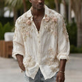 Men's Japanese Floral Art Comfy Button Linen Shirt