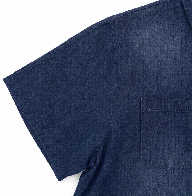 Sunova – Short Sleeve Denim-like Romper Jumpsuit with Pockets