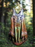 Boho Lavender Gradient Lace Art Linen Sleeveless Tank Top