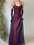 Burgundy Ombre Strappy Maxi Dress
