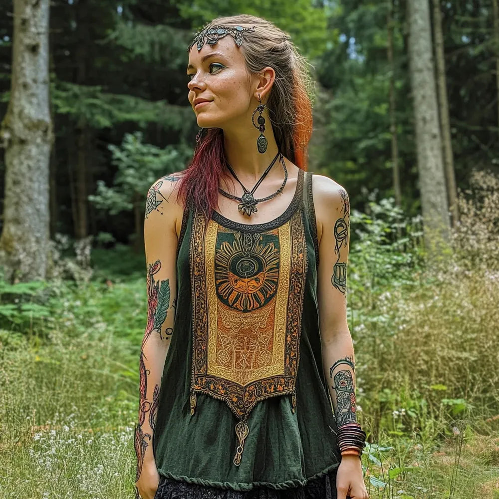 Celtic Tribal Totem Women's Linen Tank