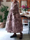 Vintage Toile de Jouy Pink Long Apron with Pockets
