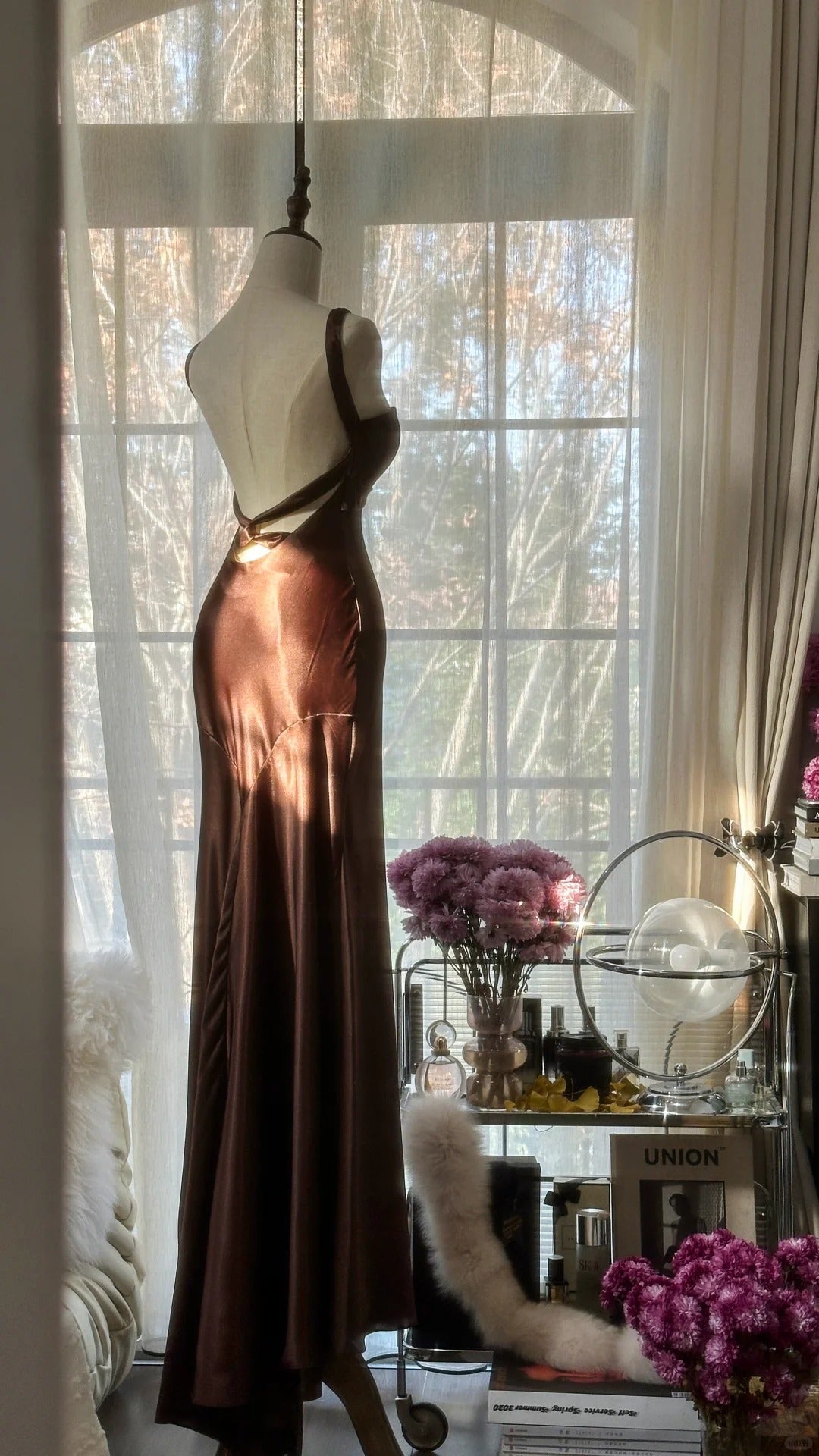 Brown Vintage Chocolate Strapless V-Neck Long Mermaid Slim Satin Ball Gown Evening Dress Birthday Party Dress Prom Dress Wedding Dress 4097
