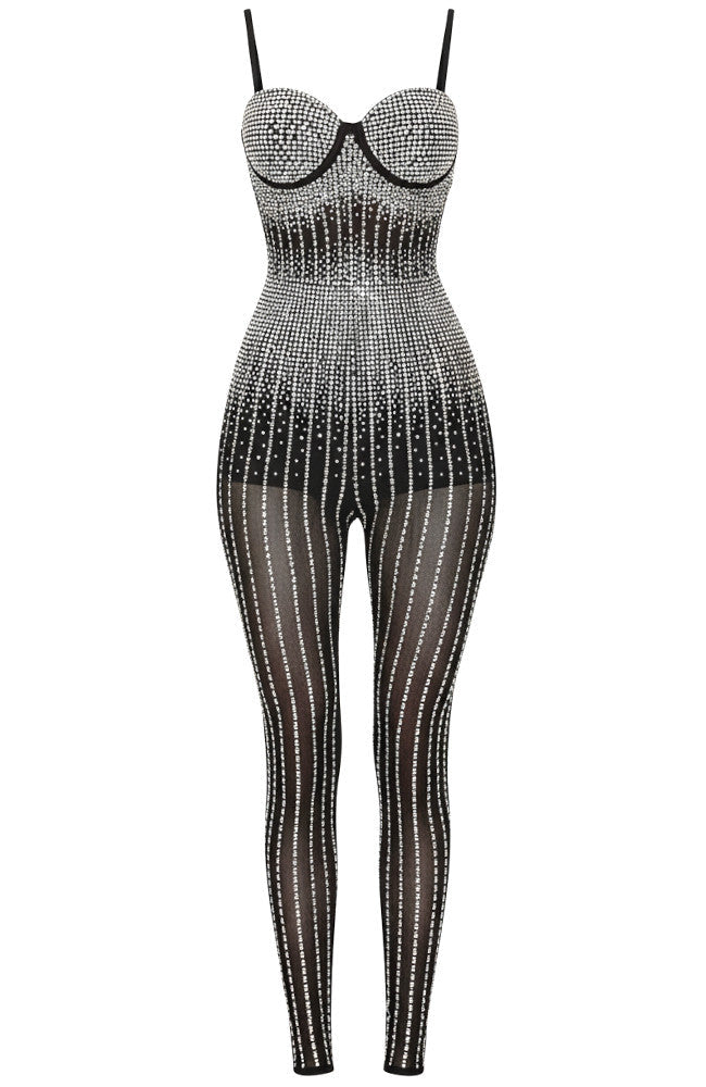 Crystal Bustier Jumpsuit Black