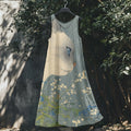 Lovely Cat & Flowers Art Linen Flowy Tank Dress