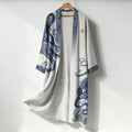 Men's Japanese Octopus Art Print Linen Long Kimono