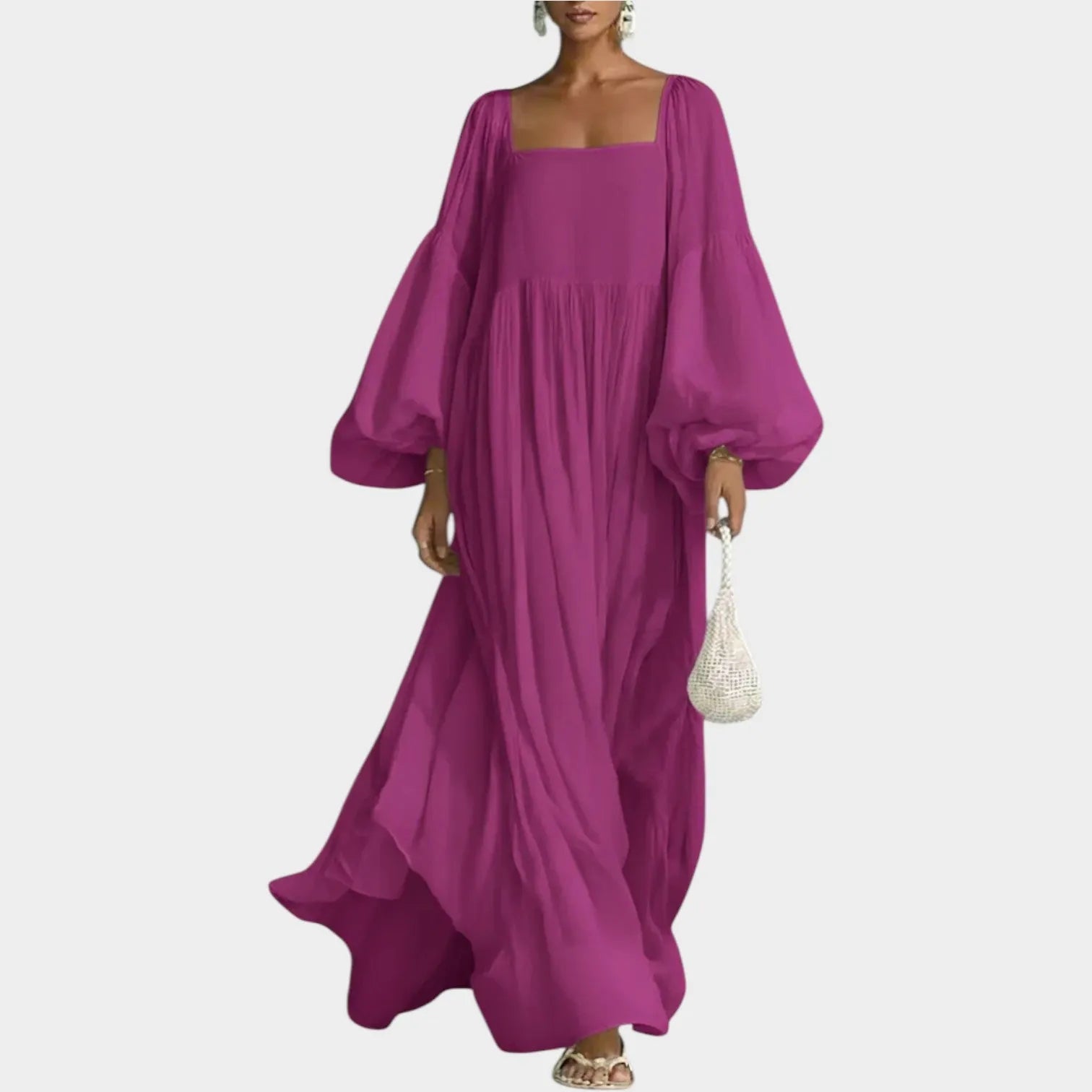 Flowy BalloonâSleeve Maxi Dress