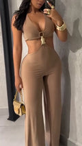 Ladies' Neck Hanging Hollow Sexy Temperament Jumpsuit
