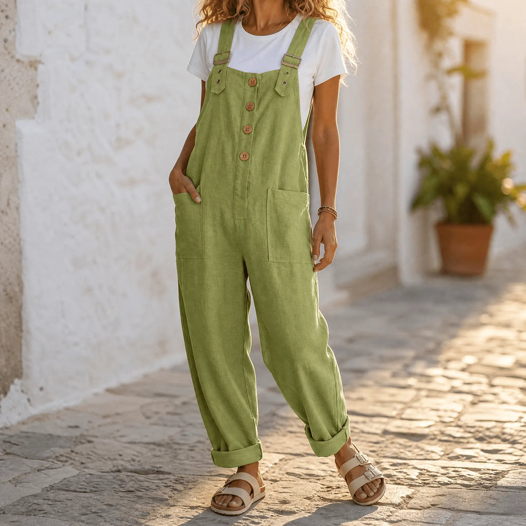Slowlinen – Loose Button-Front Overalls