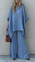 Dusty Blue Linen Oversized Co-Ord Set