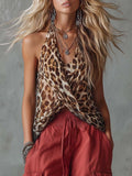 Personality Versatile Retro V-Neck Leopard Print Chiffon Top