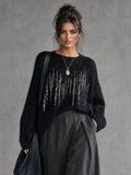 Women's Minimalist Sequin Long-Sleeve Sweater MDZ2128G3WY