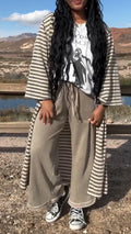 Women Striped Casual Cardigan