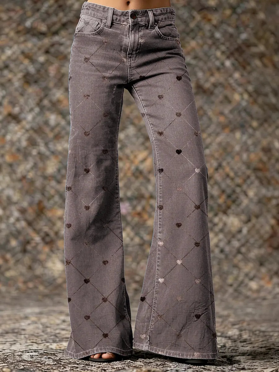 Ethnicity Geometry Love Women's Print Casual Wide Leg Pants