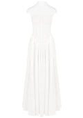 Structured Mesh A Line Maxi Dress White