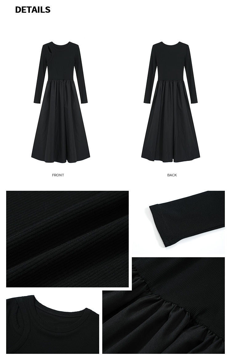 Leisure Pockets Long Sleeve Long Dress