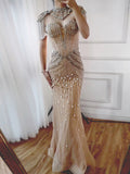 Sequinned Flower Embroidery tasseled Sleeveless Tube Mermaid Maxi Dresses