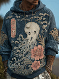 Japanese Ghost Art Men's Knit Hooded Sweater