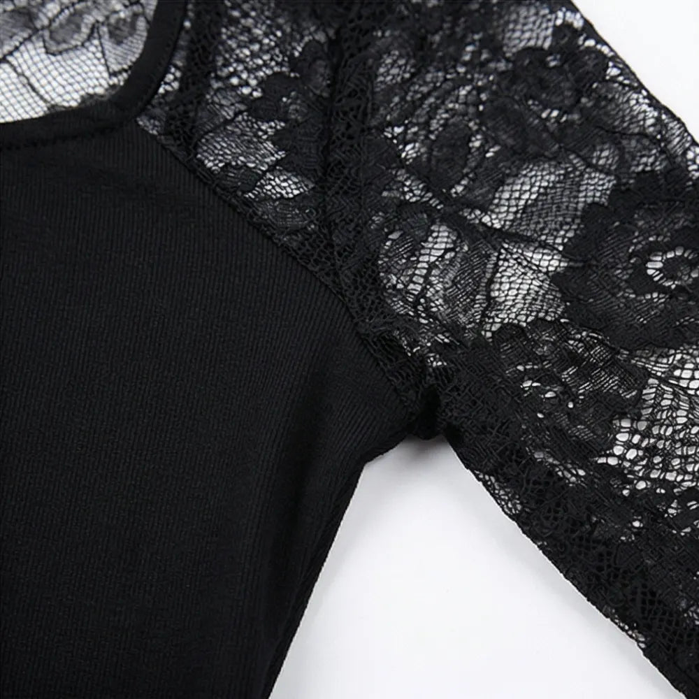 Lacelle – Women's Sheer Floral Lace Sleeve Top